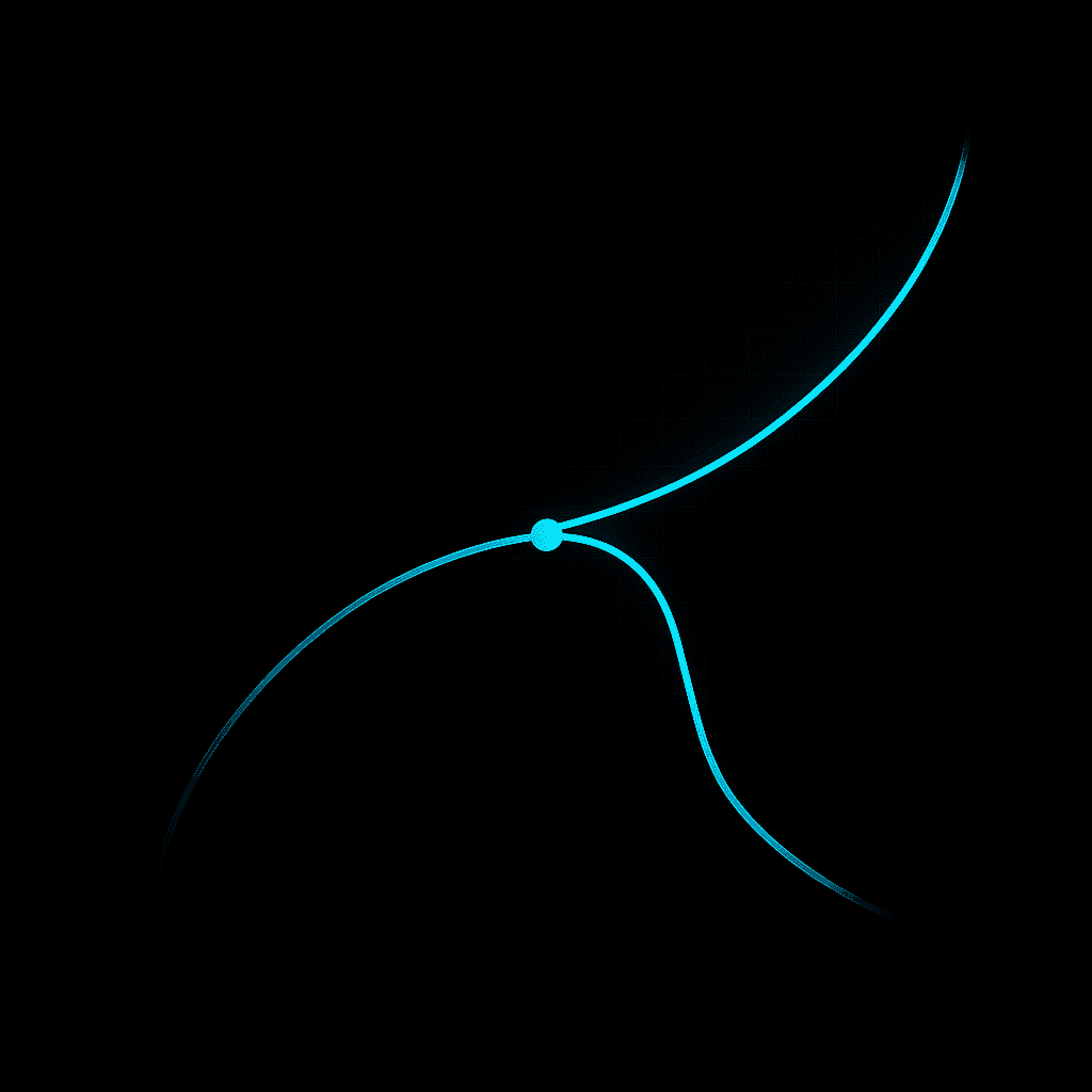 A designed path and an observed desire-line diverging over a grid