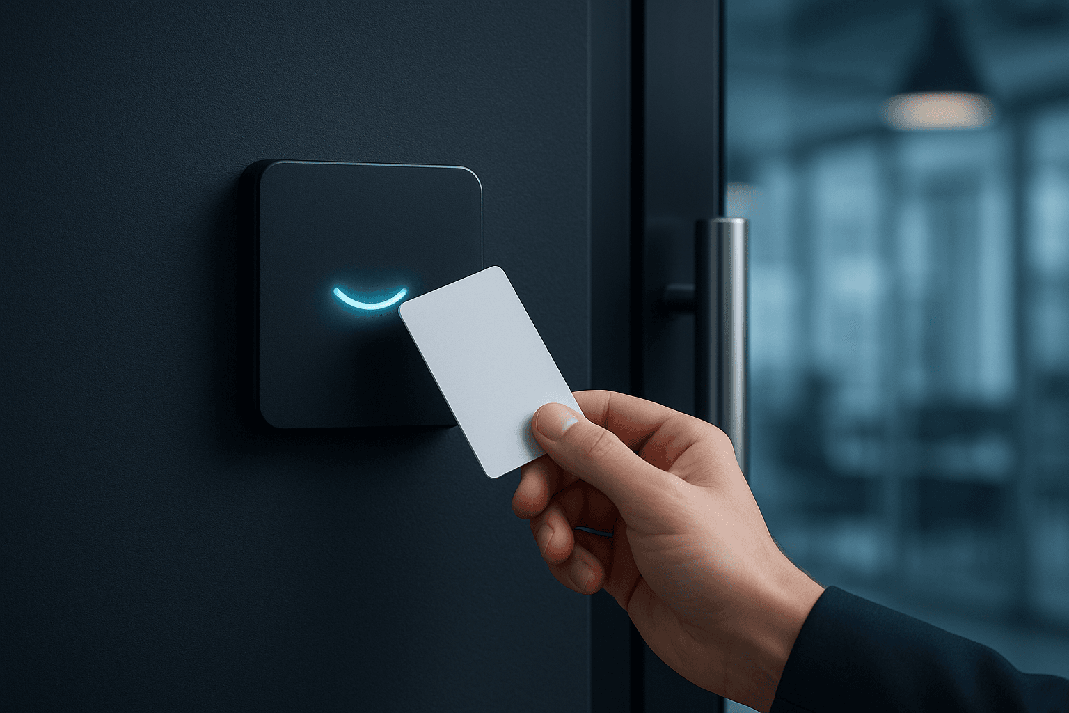 InfinitiOne door access control — keycard reader (illustration)